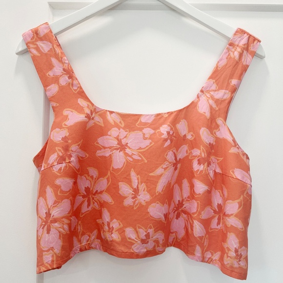 YIREH Naia Floral Cropped Tank, Small, Sunset Bloom - Picture 3 of 4